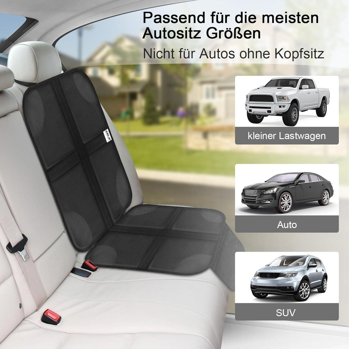 Kindersitzunterlage ISOFIX mit Anti-Rutsch Funktion Schwarz