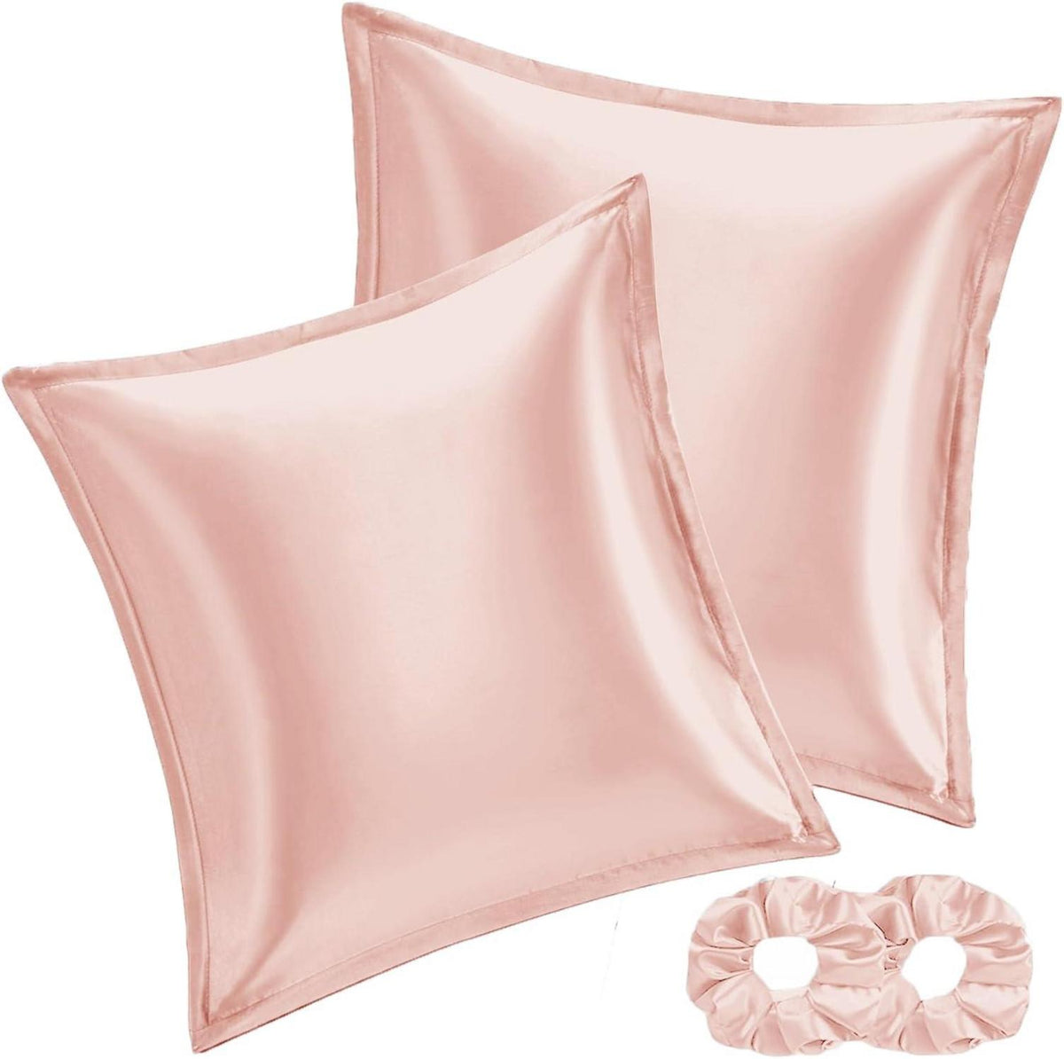Satin Kissenbezug 60x60 Rosa Haargummis & Reißverschluss