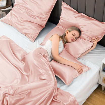 Satin Kissenbezug 2er Set 60x60 Rosa Haarpflege