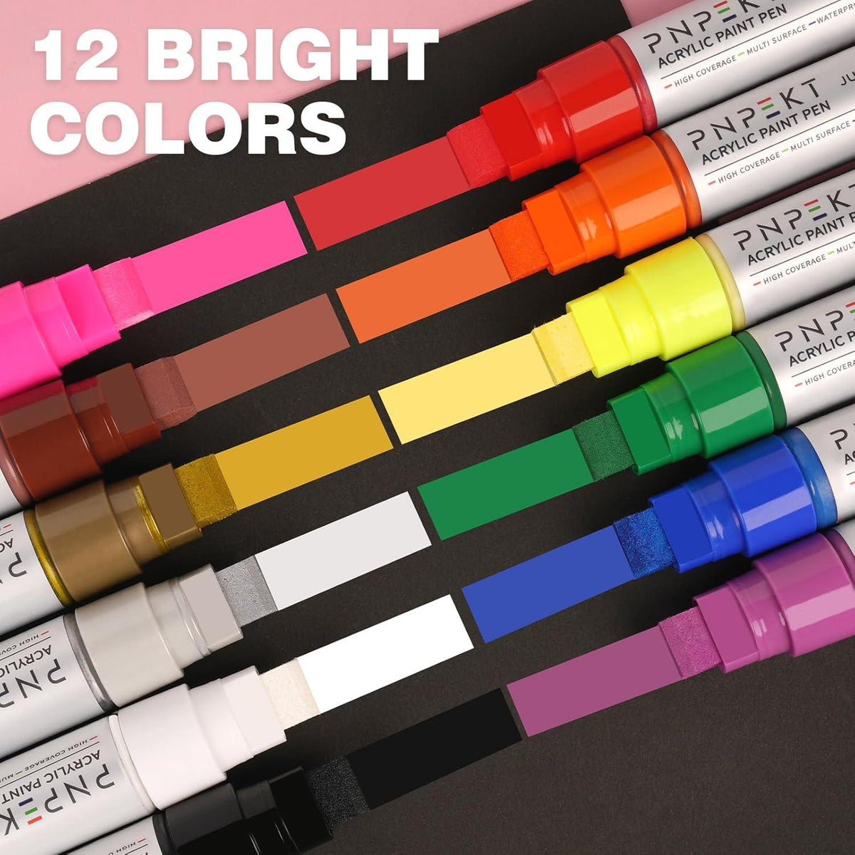 15mm Filzspitze Acrylstifte Set - 12 Farben, wasserfest, für