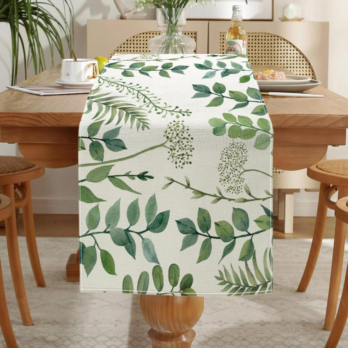Tischläufer Eukalyptus Leinenoptik 40 x 140 cm Grün