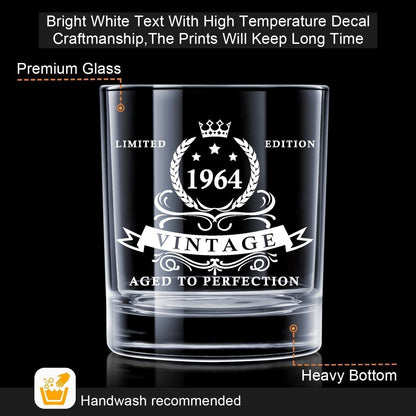 Whiskyglas zum 60. Geburtstag in Holzkiste, 1964 Bourbon-Kristallglas