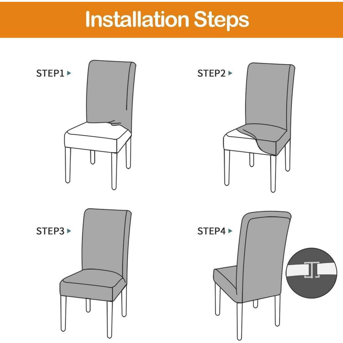 Stretch Stuhlhussen 4er Set mit Blattmuster – Abnehmbar & Waschbar