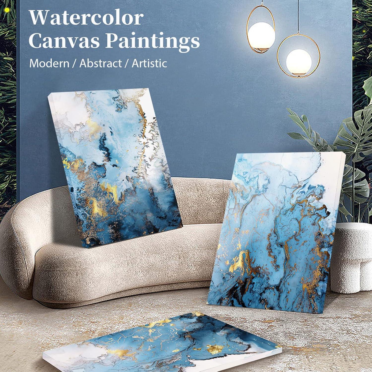 Abstrakte Bilder Blau Gold Modern 40x30 Leinwand