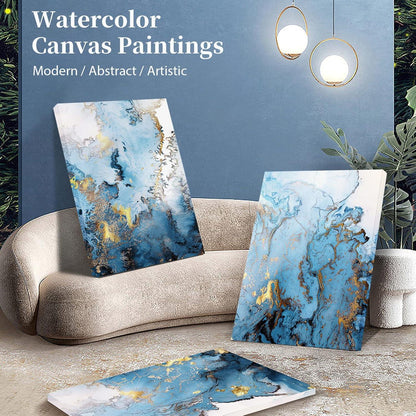 Abstrakte Bilder Blau Gold Modern 40x30 Leinwand