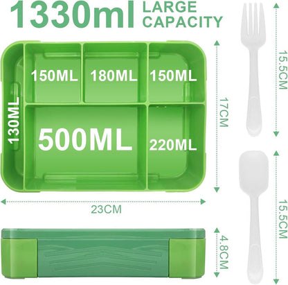 Brotdose mit Fächern 1300ml Auslaufsicher Bento Lunchbox Kinder