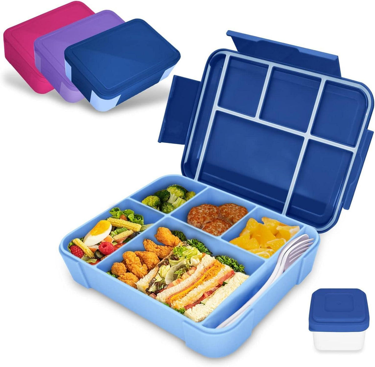 Brotdose mit Fächern, Bento Box Auslaufsicher für Kinder