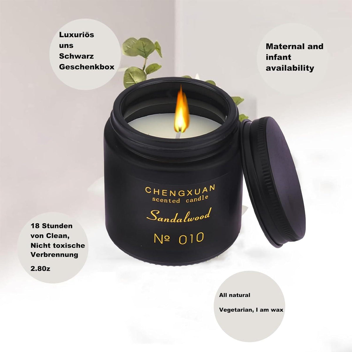Duftkerzen im Glas Sojawachs Kerzen Valentinstag Geschenk Sandelholz Aroma