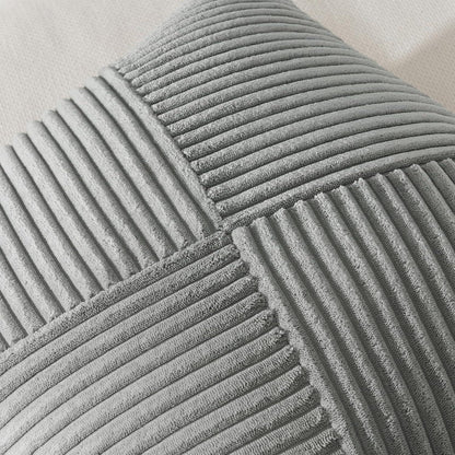 Kordsamt Kissenbezug 40x40 Grau 2er Set Windmühle Patchwork Zierkissen für Sofa und Bett