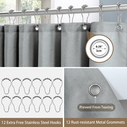 Duschvorhang Leinen Metall Duschvorhangringe Stoff Textil