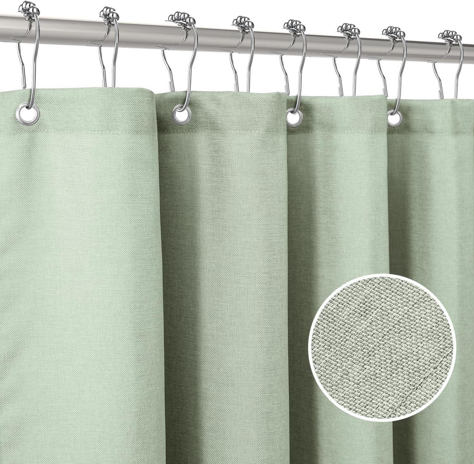 Duschvorhang Leinen Salbeigrün 182x214cm Anti-Schimmel wasserdicht