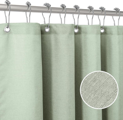 Duschvorhang Leinen Salbeigrün 182x214cm Anti-Schimmel wasserdicht