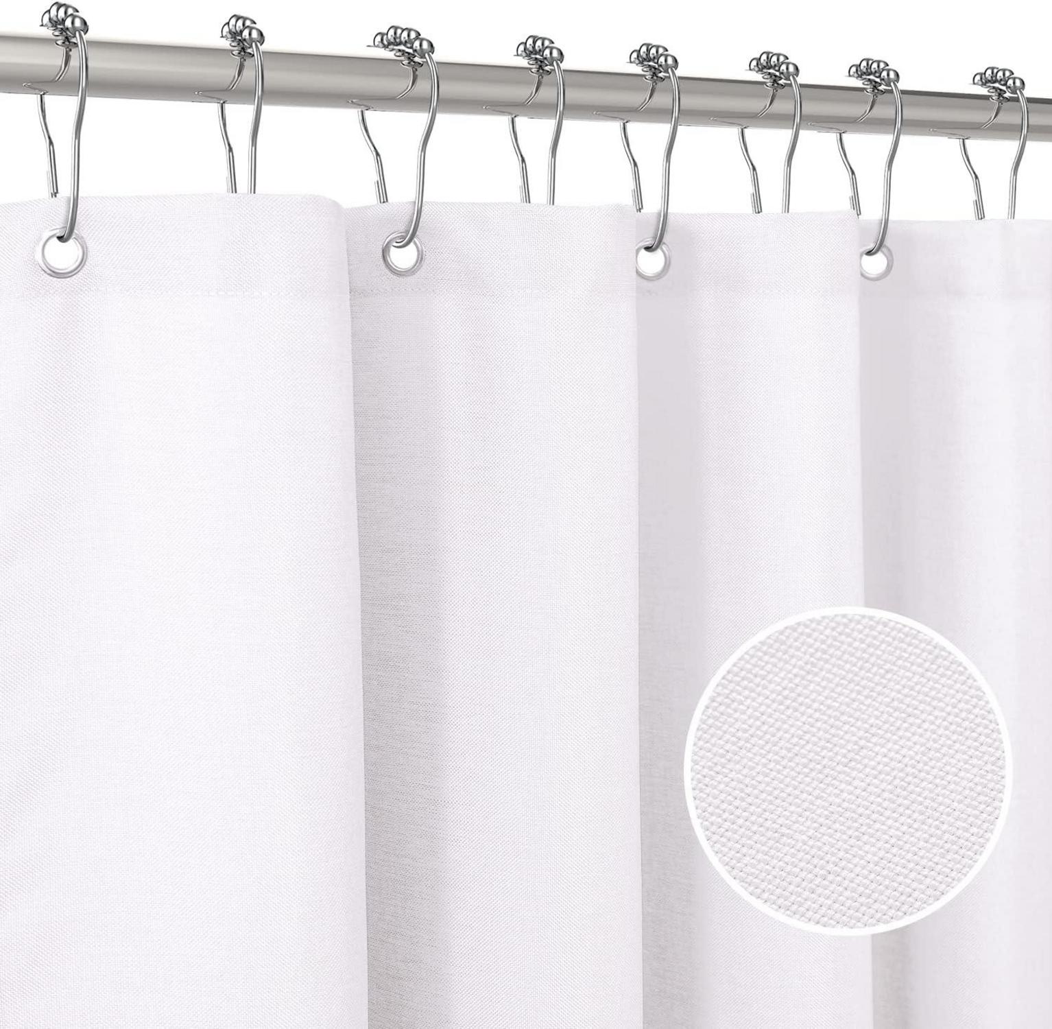 Duschvorhang Leinen mit Metall-Duschvorhangringe Stoff Textil Wasserdicht 182x214cm