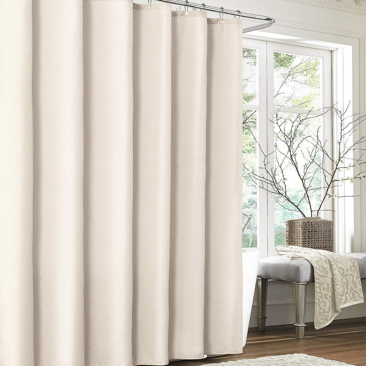Leinen Duschvorhang Anti Schimmel wasserdicht 182x214cm Beige