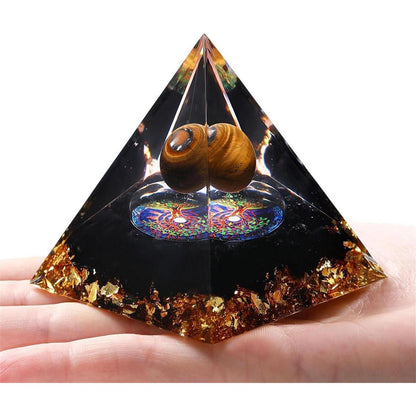 Heilkristall Pyramide Tigerauge Obsidian 2.4 Zoll