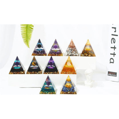 Heilkristall Pyramide Tigerauge Obsidian 2.4 Zoll