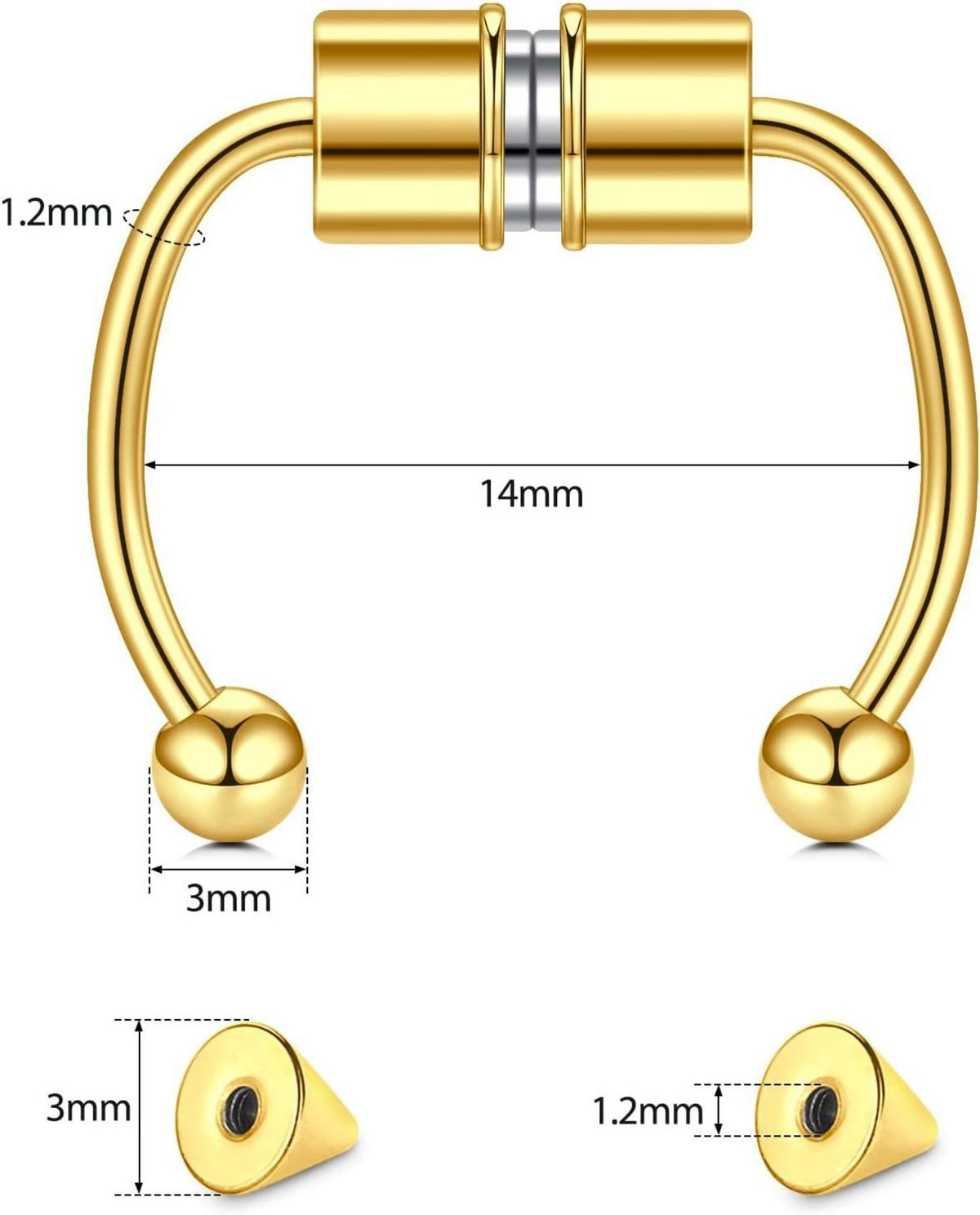 Fake Septum Clip Piercing 16G Schwarz Chirurgenstahl