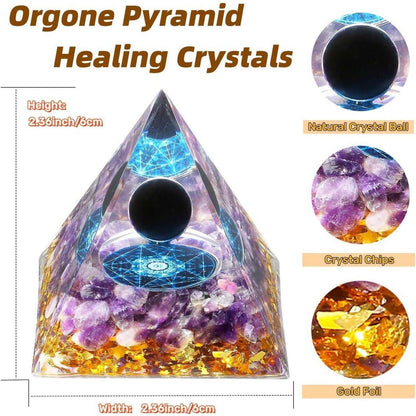 Heilkristall Pyramide Obsidian Amethyst 2.4 Zoll