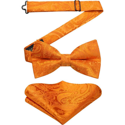 Fliege mit Einstecktuch für Herren – Orange, Verstellbar