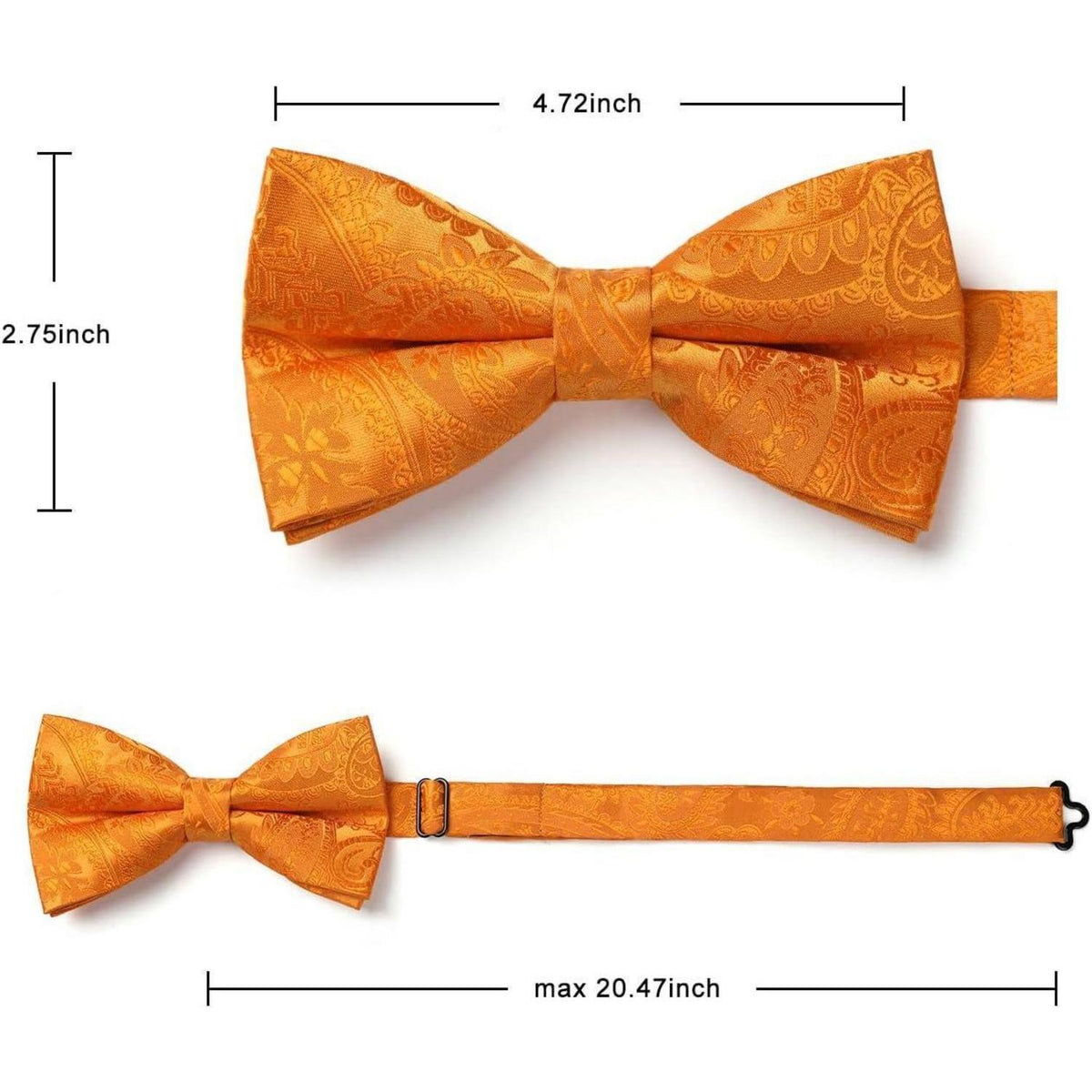 Fliege mit Einstecktuch für Herren – Orange, Verstellbar