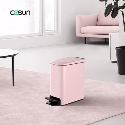 Edelstahl Badezimmer Mülleimer mit Deckel & Tretpedal Rosa