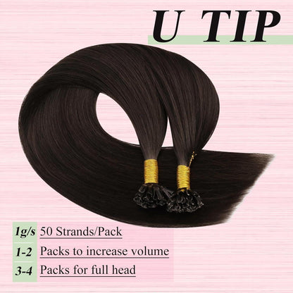 Echthaar Bondings Braun 40cm - Remy Keratin U Tip Extensions