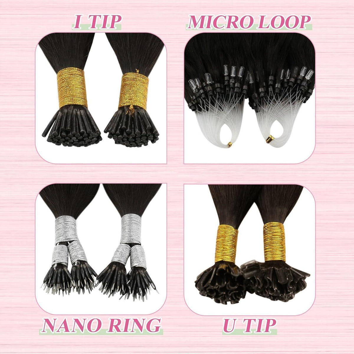 Echthaar Bondings Braun 40cm - Remy Keratin U Tip Extensions