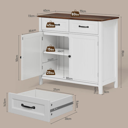 Bealife Sideboard mit Arbeitsplatte | Buffet Schrank Braun