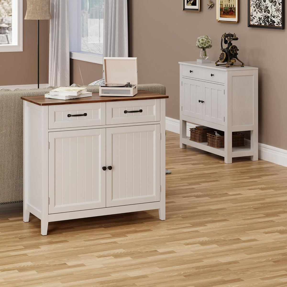 Bealife Sideboard mit Arbeitsplatte | Buffet Schrank Braun