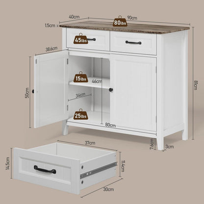 Graues Sideboard mit Arbeitsplatte – Buffet Schrank mit Schubladen