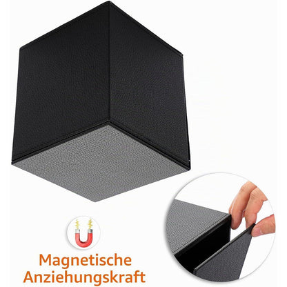 Quadratischer Taschentuchhalter in Lederoptik, Schwarz
