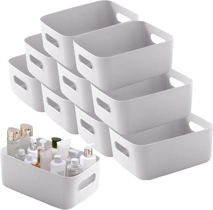 Aufbewahrungsboxen Grau Kunststoff mit Griff 10er Set 30x20x12cm