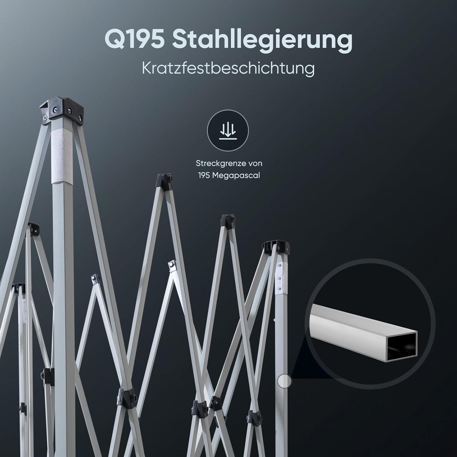 Quictent Pavillon 3x3m Blau Wasserdicht UV-Schutz 50+ Pop-Up Festzelt