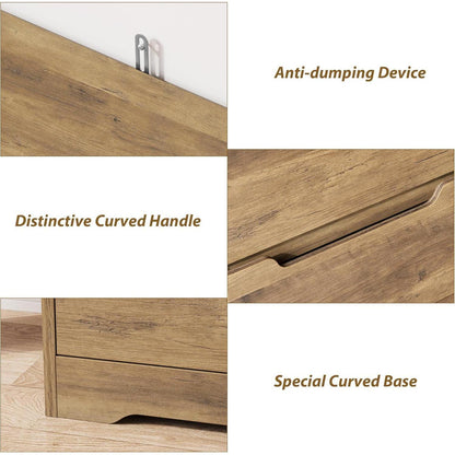 Kommode mit 6 Schubladen – Braun, Modernes Sideboard für Schlafzimmer
