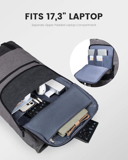 Großer Laptop Rucksack 17,3 Zoll Rolltop Wasserdicht Uni