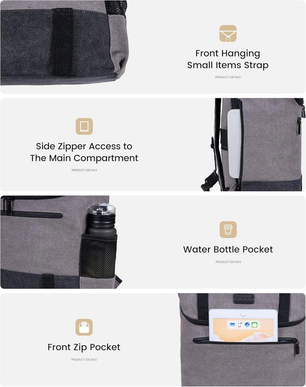 Rolltop Laptop Rucksack 17,3 Zoll Wasserdicht Uni Arbeit Reisen Business