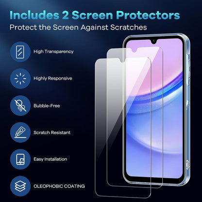 Schutzhülle Samsung Galaxy A15 mit 2 Panzerfolien transparent