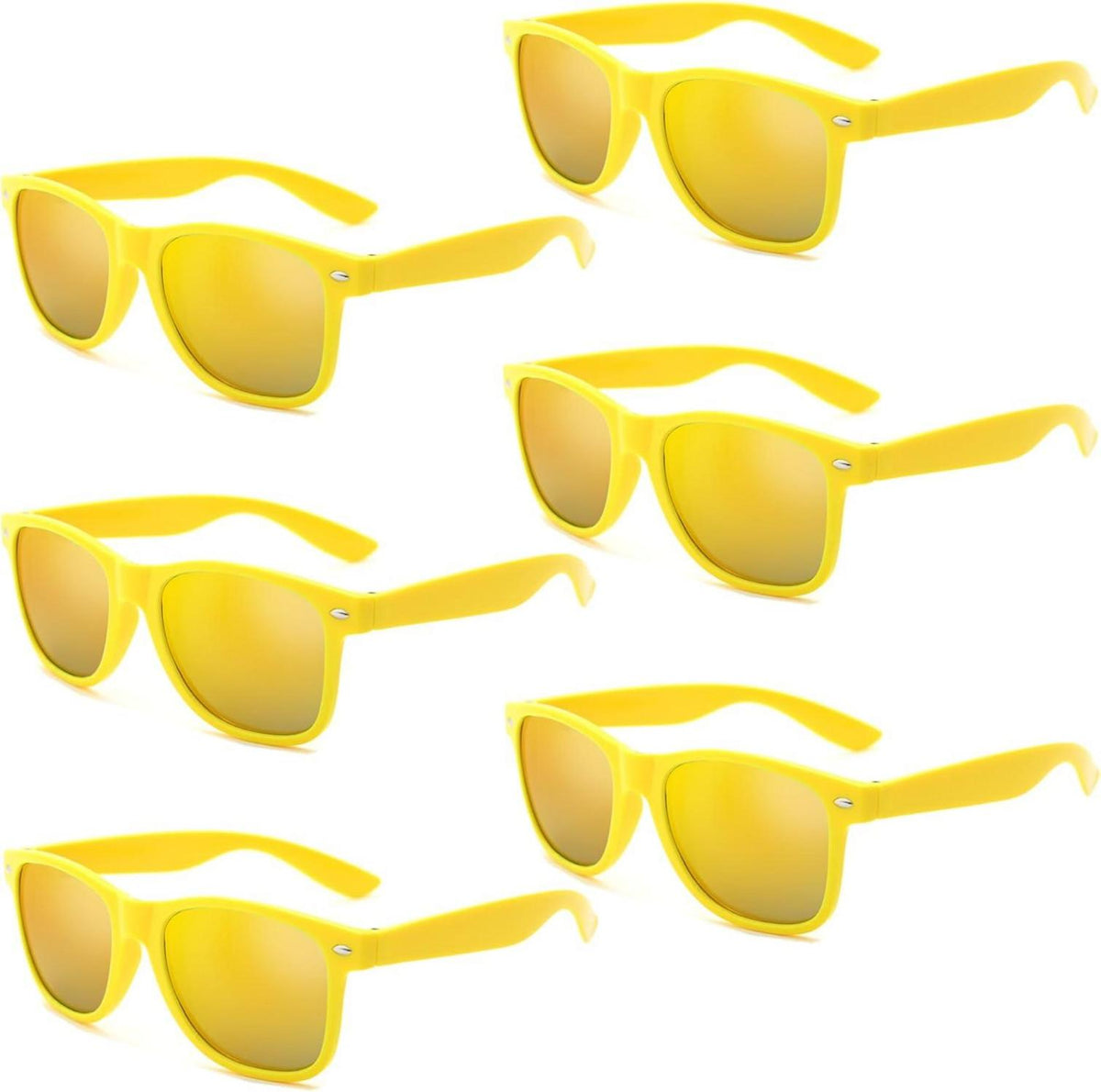 Bunte Sonnenbrille Set Neon Vintage Party Herren Damen Gelb 6er Pack