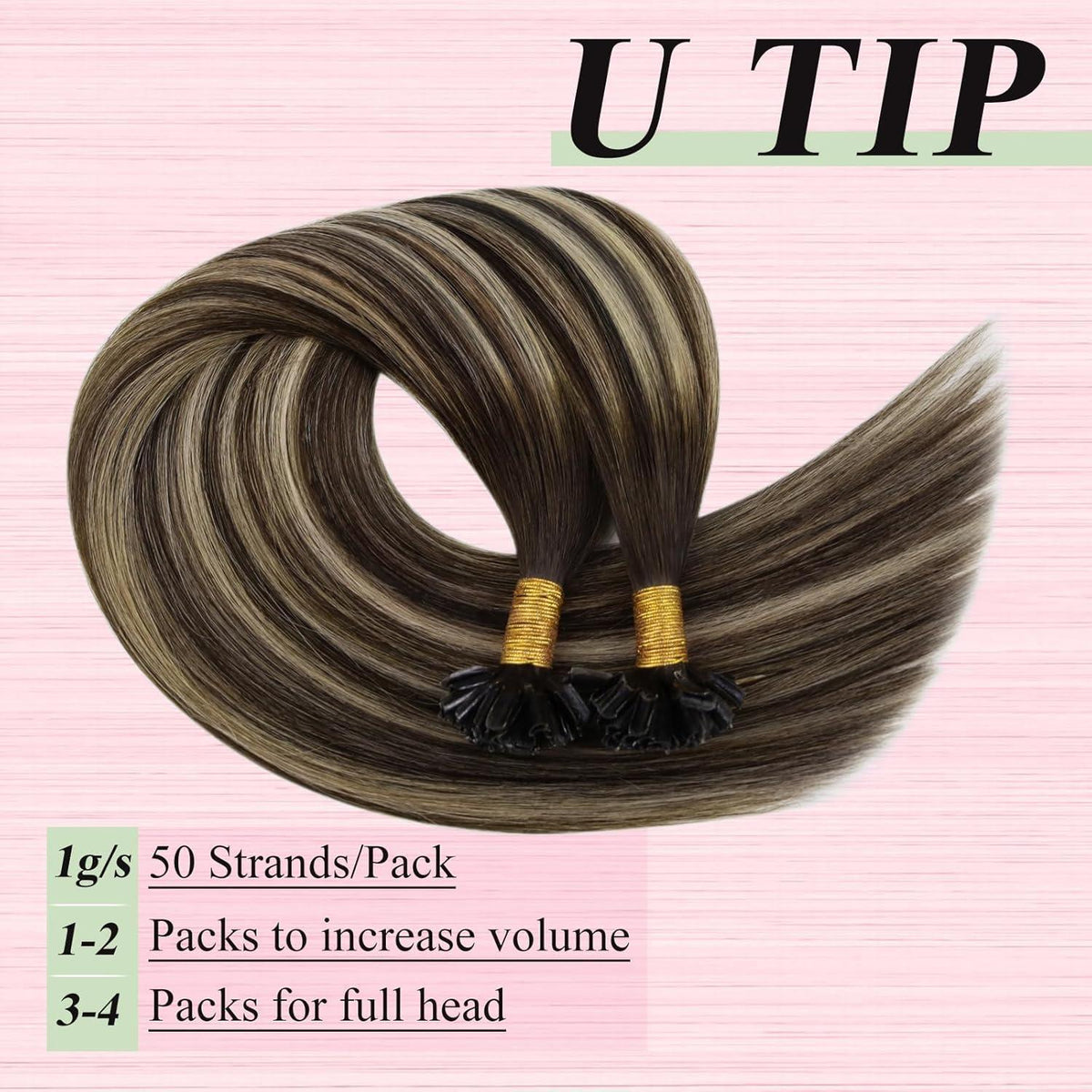 Echthaar Bonding Extensions Ombre Dunkelbraun Blond 35cm