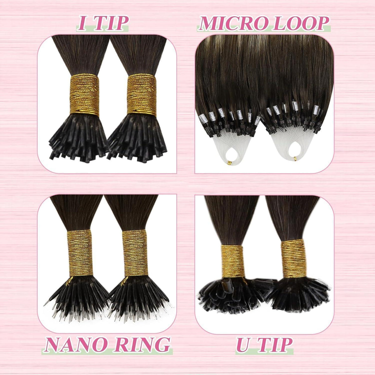 Echthaar Bonding Extensions Ombre Dunkelbraun Blond 35cm
