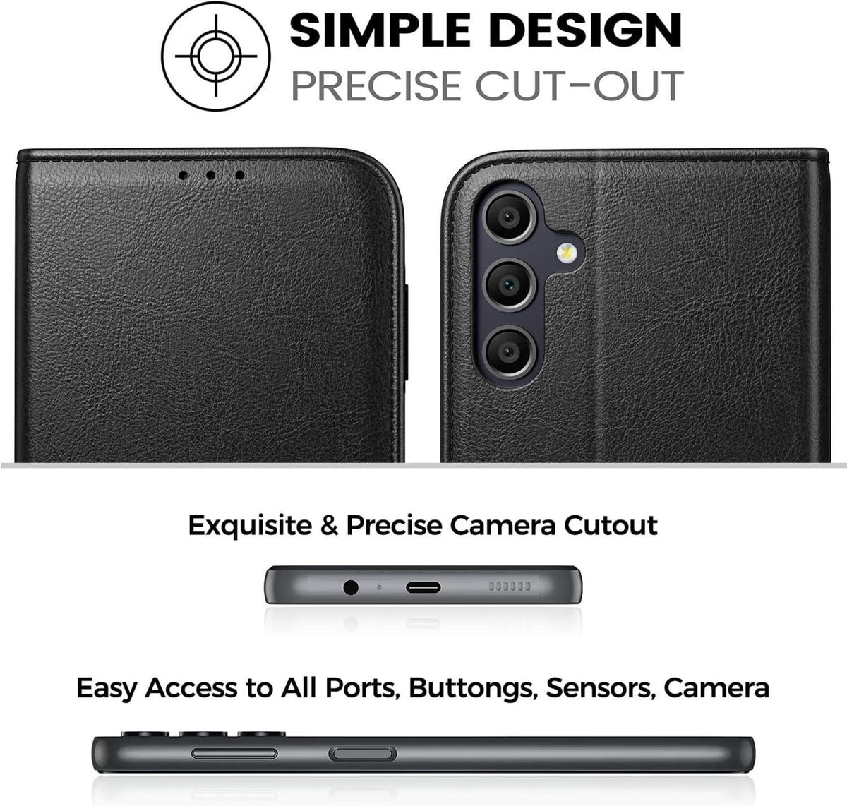 Handyhülle für Samsung Galaxy A55 5G - Schwarz PU Leder RFID Blockierung