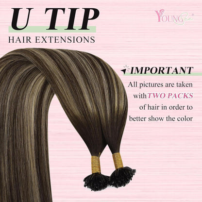 Echthaar Bonding Extensions Ombre Braun Blond 45cm