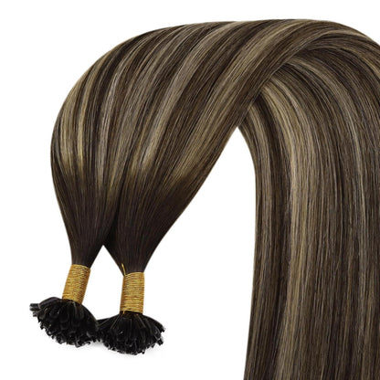 Echthaar Bonding Extensions Ombre Braun Blond 45cm