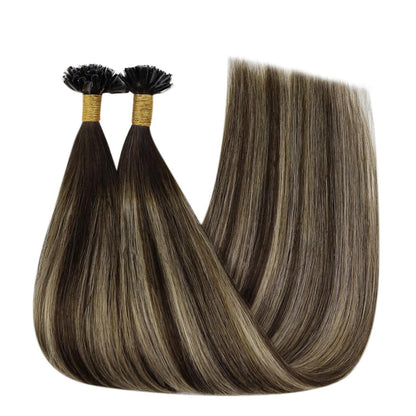 Echthaar Bonding Extensions Ombre Braun Blond 45cm