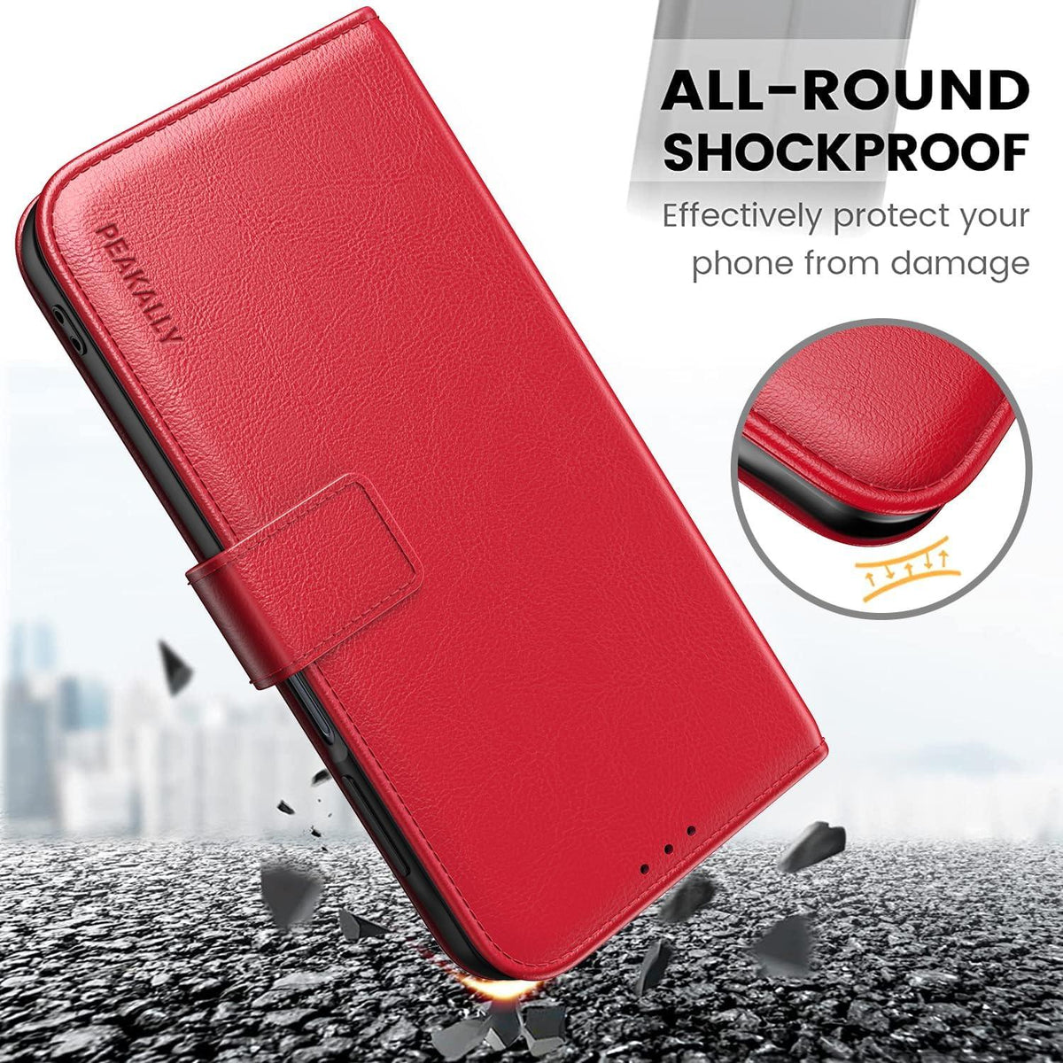 Samsung Galaxy A35 Handyhülle PU Leder Rot RFID Schutzglas