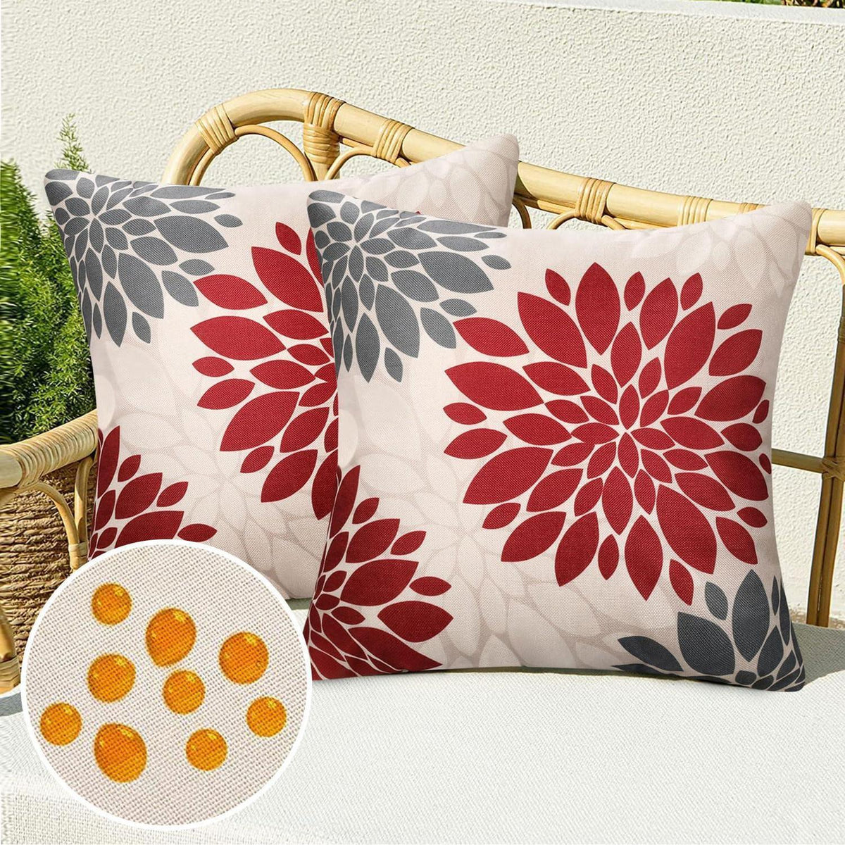 Weihnachtskissenbezug Rot Grau 50x50 cm - 2er Set