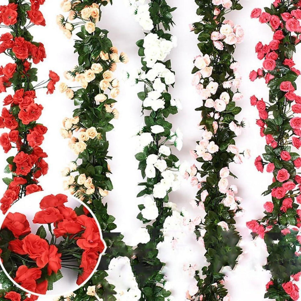2x 2.4m Künstliche Rosen Girlande – Romantische Blütenrebe für Deko