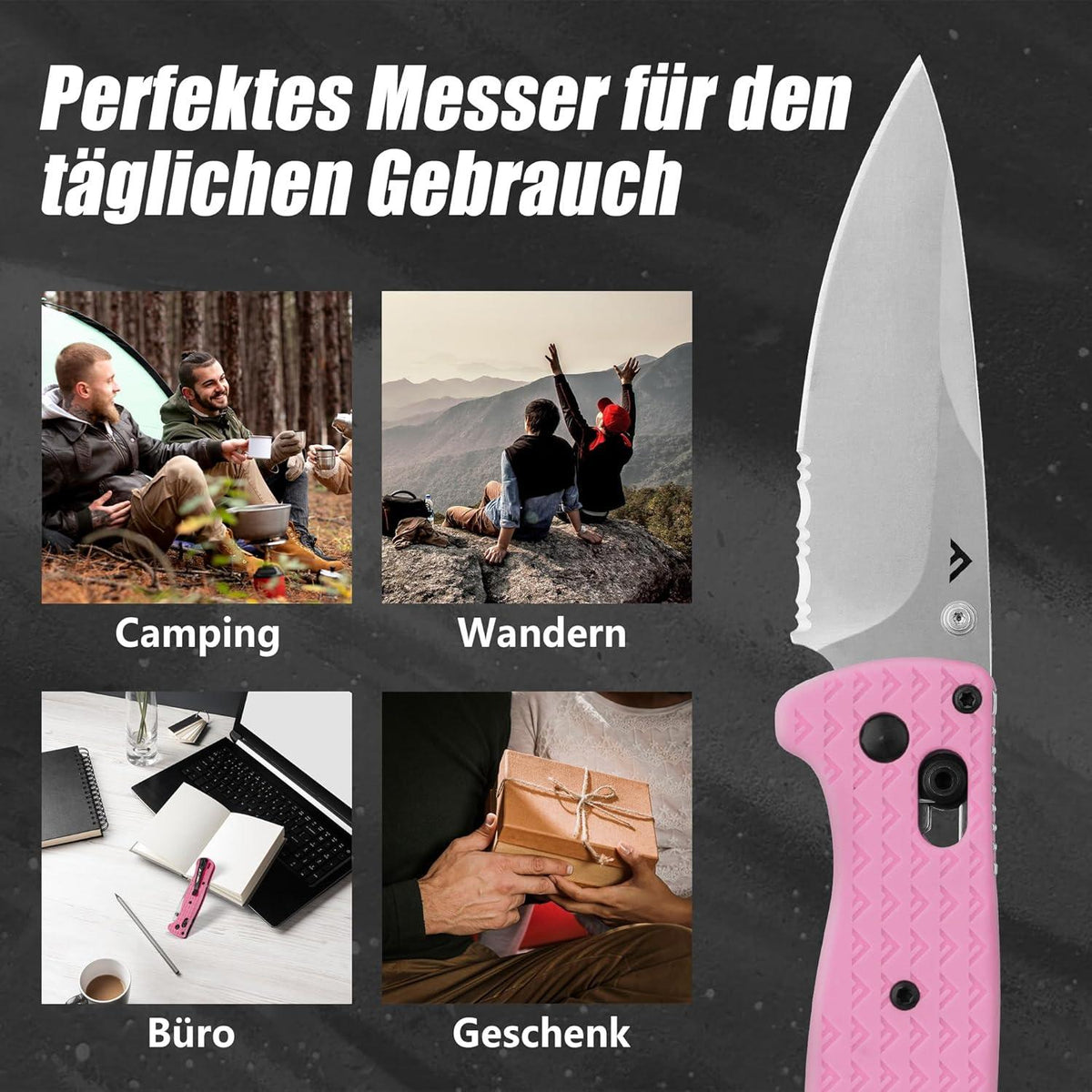 Outdoor Survival Klappmesser AUS-8 Edelstahl Taschenmesser Pink EDC