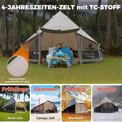 KingCamp Großes Luxus Glampingzelt 4-6 Personen, Outdoor Pyramidenzelt mit