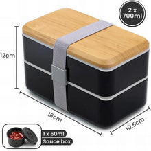 Bugucat Bento Box 1400ML Schwarz Lunchbox für Erwachsene und
